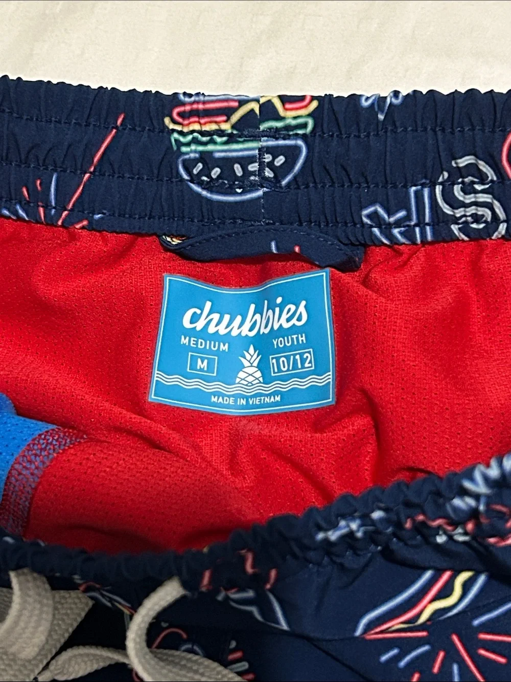 chubbies Navy USA Print Kids Swim Trunks